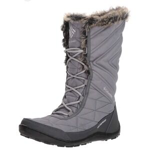 Columbia Women's Waterproof Winter Snow‎ Boots Gray Faux Fur Trim Lace Up